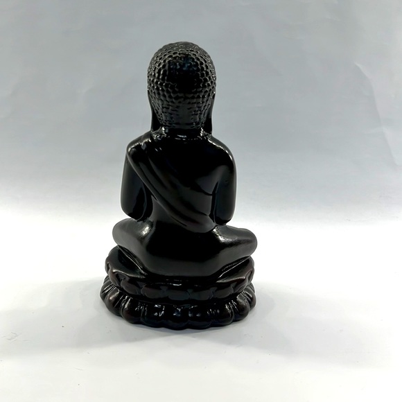 Sitting Buddha Statue, Rich, Dark Brown with Black, Ceramic - Picture 5 of 7